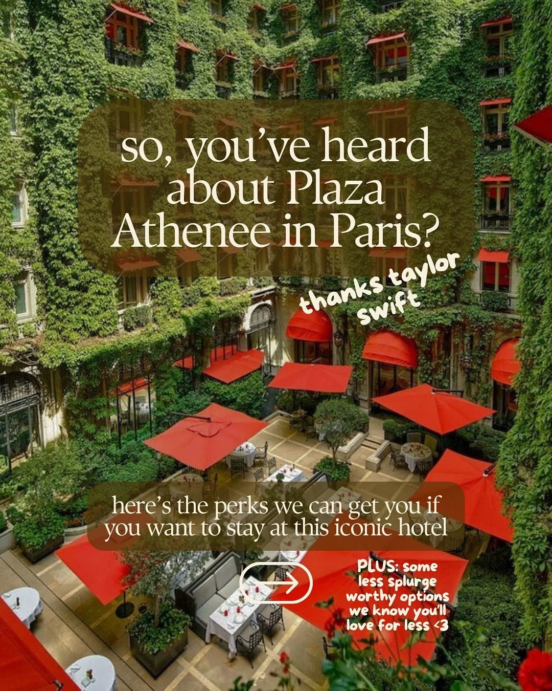 @plaza_athenee is an ICONIC hotel in Paris for you luxury lovers (or swifties wanting to stay at a hotel mentioned in her new hit song “Elizabeth Taylor”) 
For those seeking the best Paris has to offer— we at @numinoustravel as a p