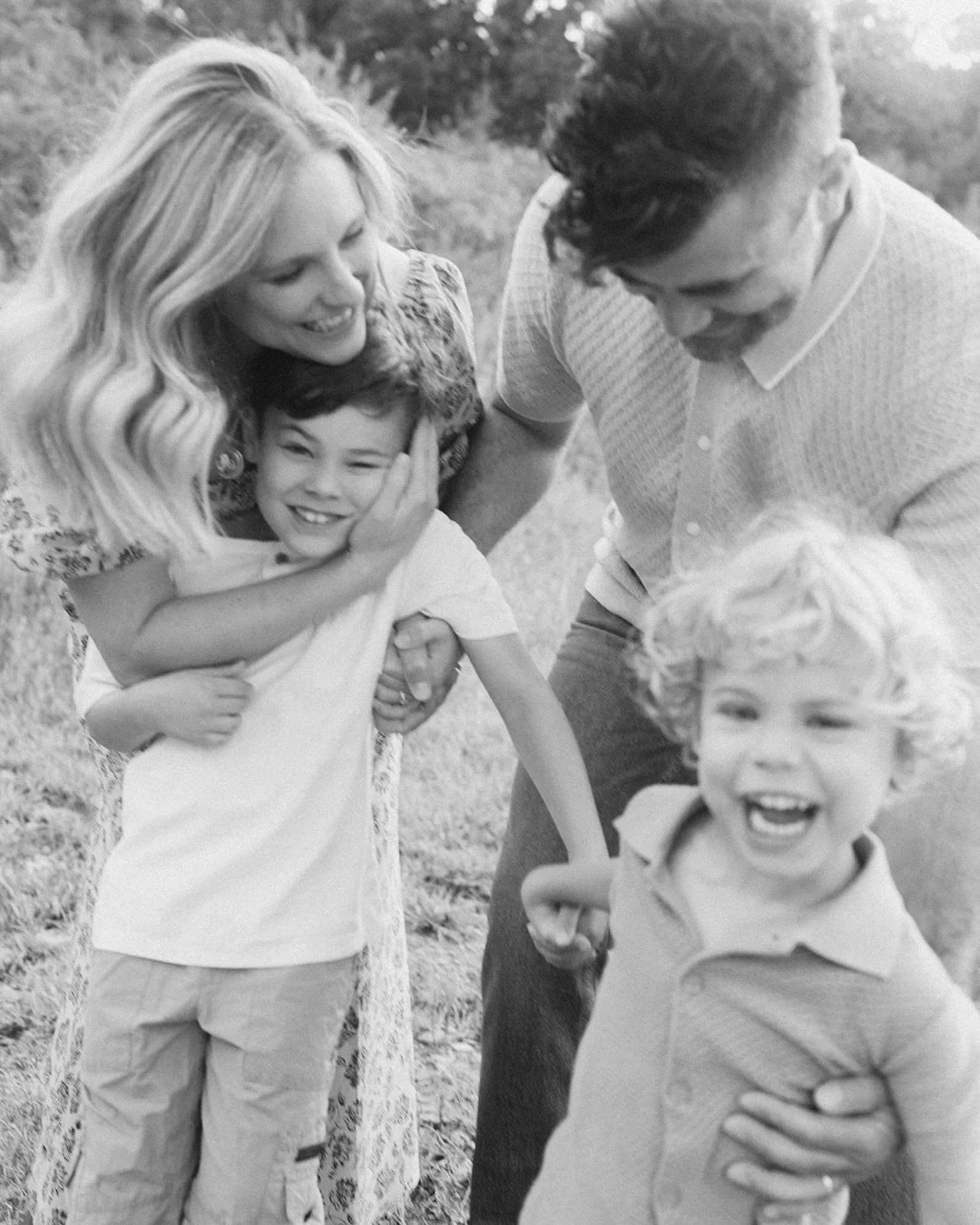 The Kerhoulas family in black and white