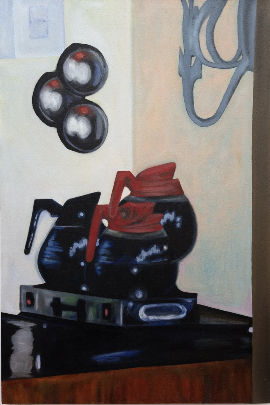 Four Cups Before Service, Oil on canvas, 30x20in, 2024