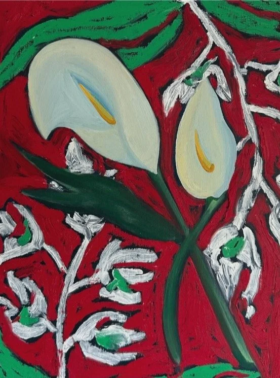 Faux Flora III,
2026,
Oil on board,
12x9in