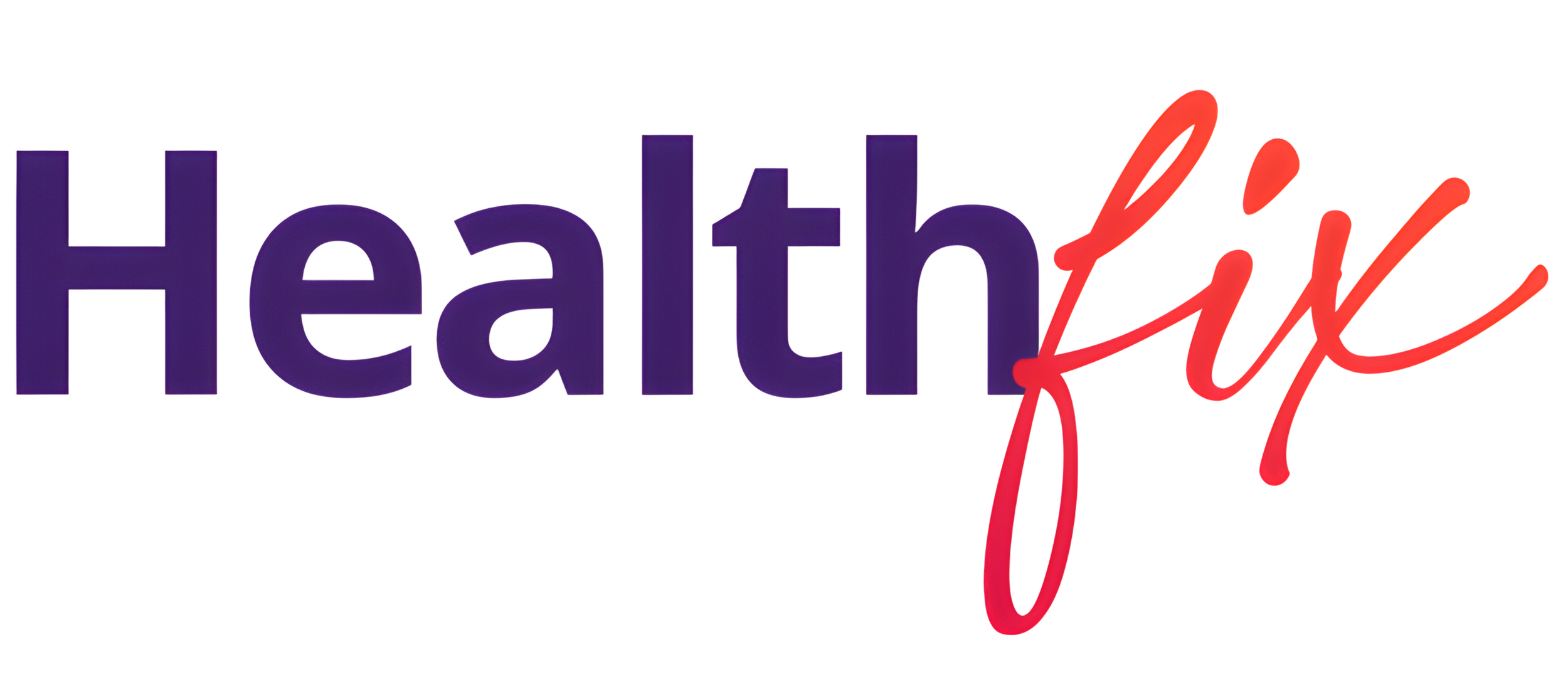 The text 'Health' in purple font and 'fix' in red cursive font, styled to resemble a neon sign.