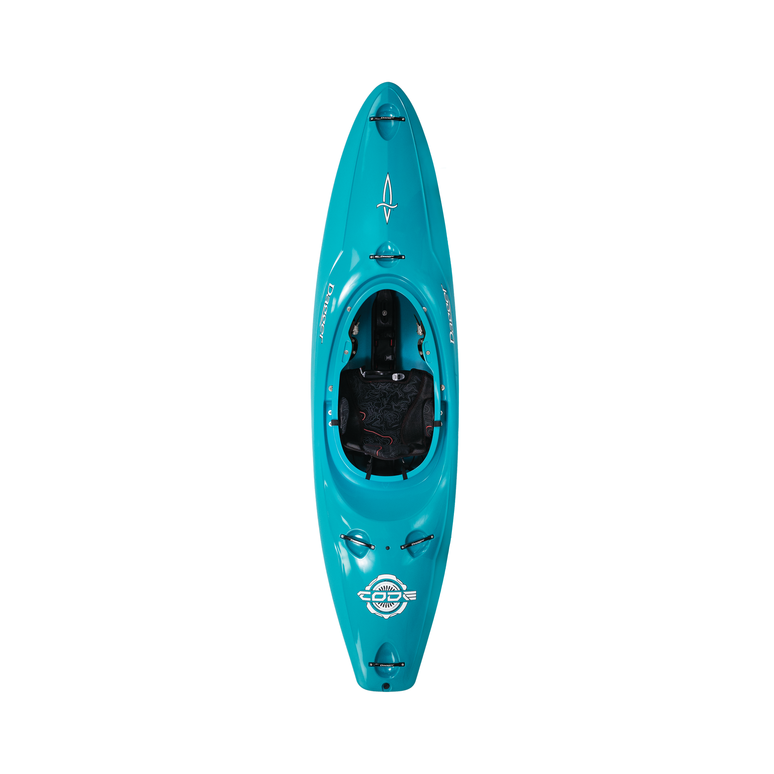 Top view of the Dagger Code SM whitewater kayak in Turquoise color