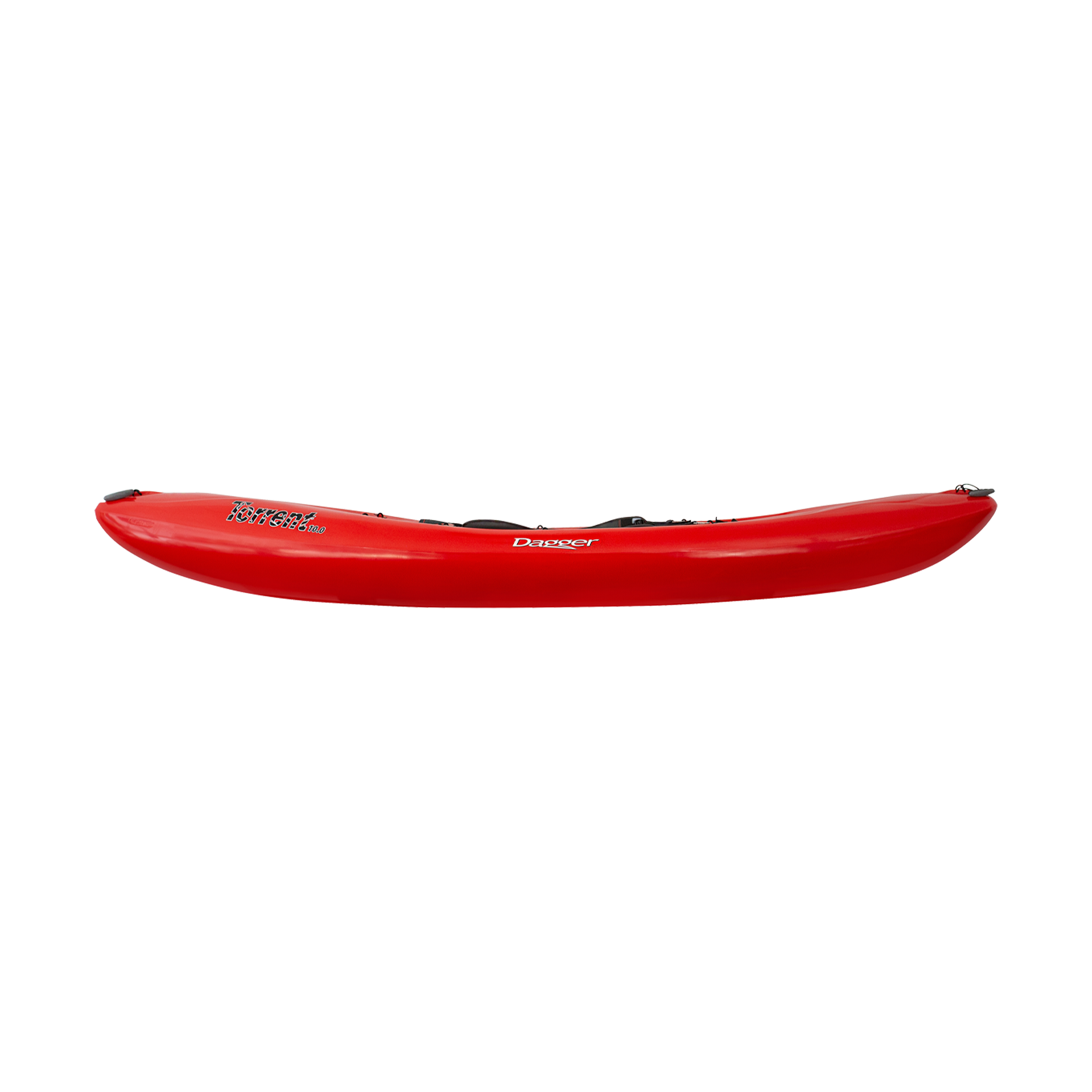 Side view of the Dagger Torrent 10.1 whitewater kayak in red color