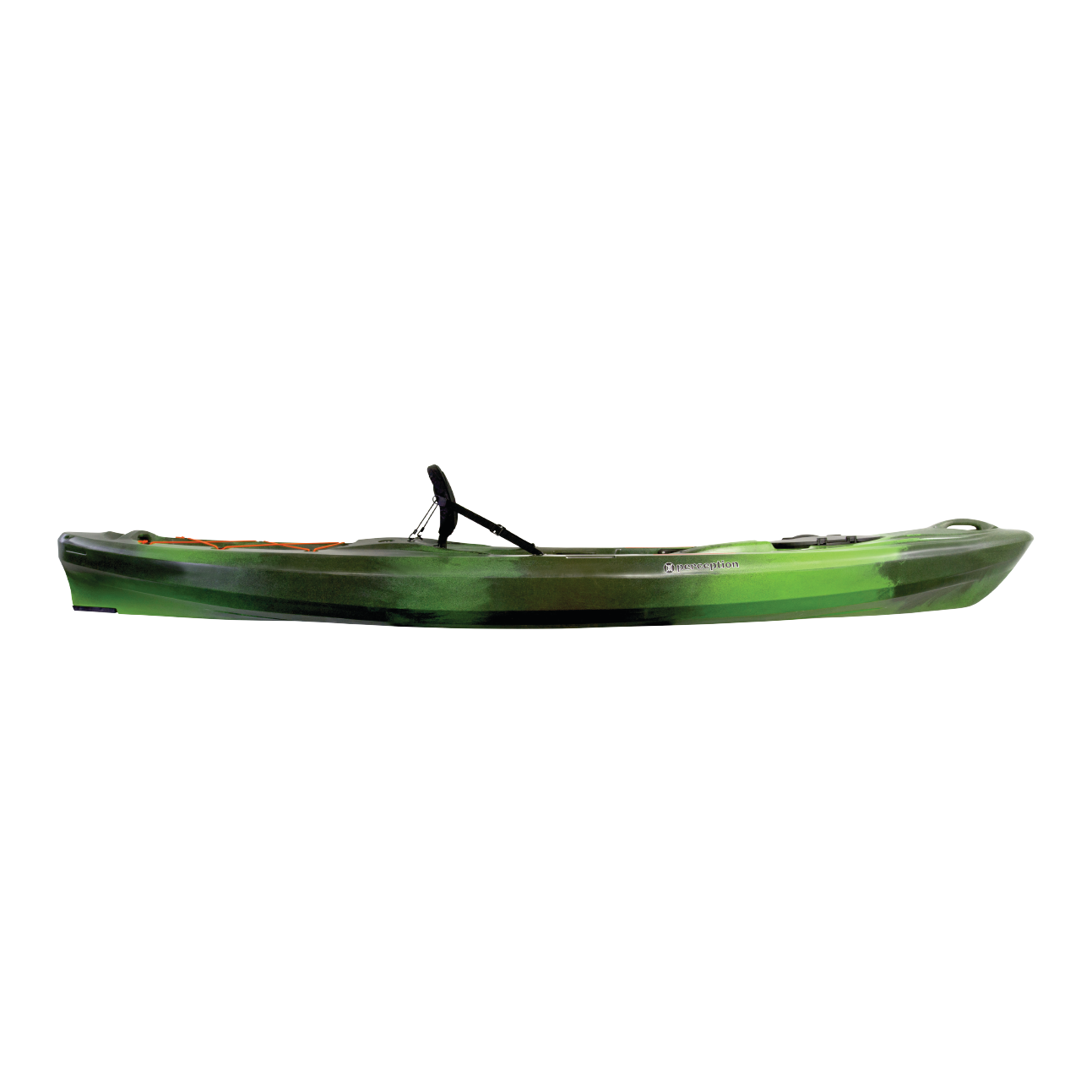 Side view of the Perception pescador 12 in Moss Camo color