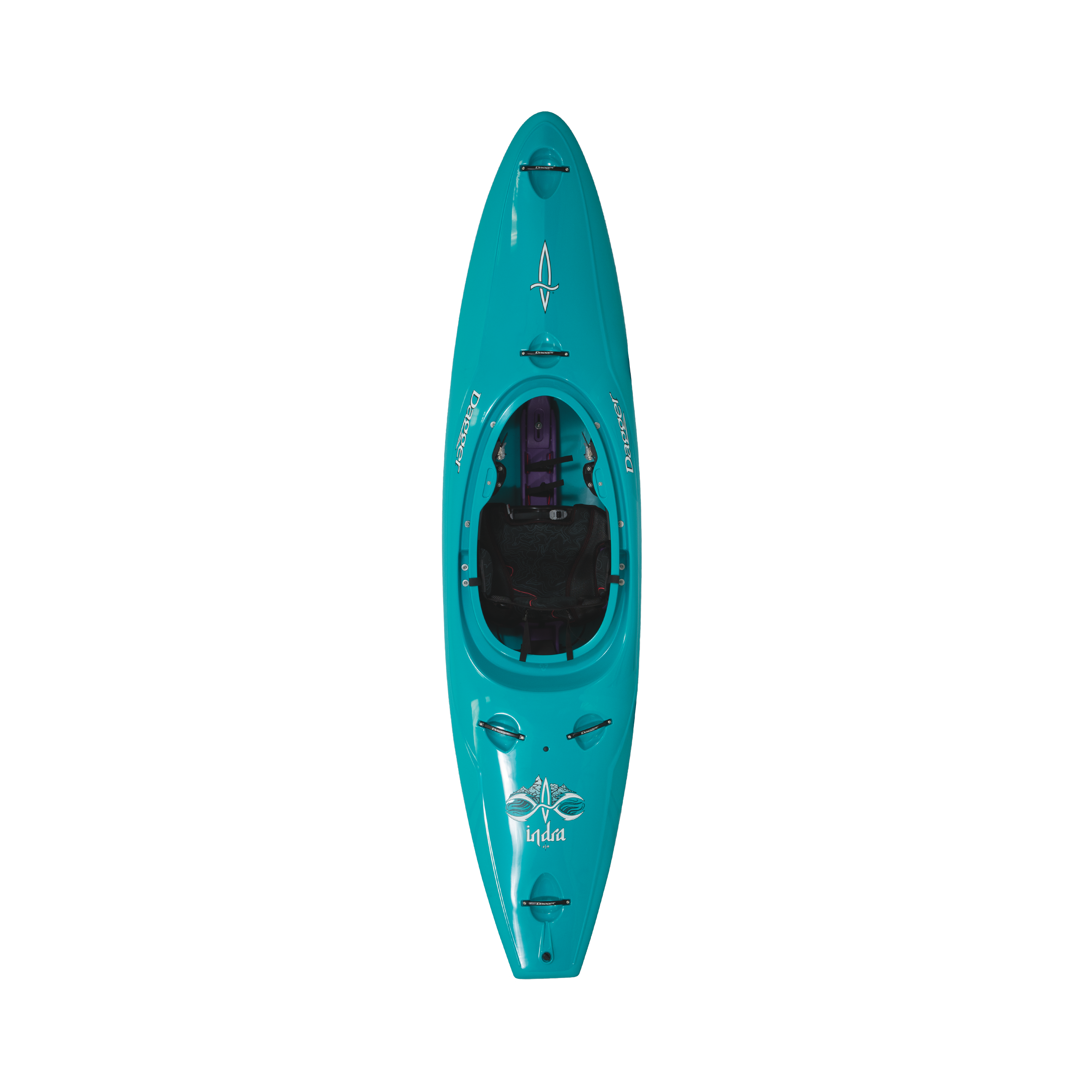 Top view of the Dagger Indra MD/LG whitewater kayak in Turquois color (Copy)