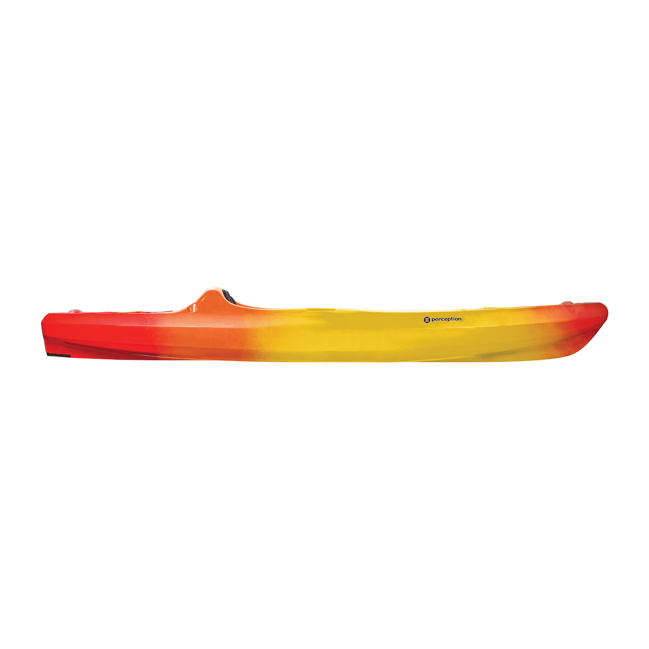Side view of the Perception Access 11.5 recreational kayak in Sunset color.