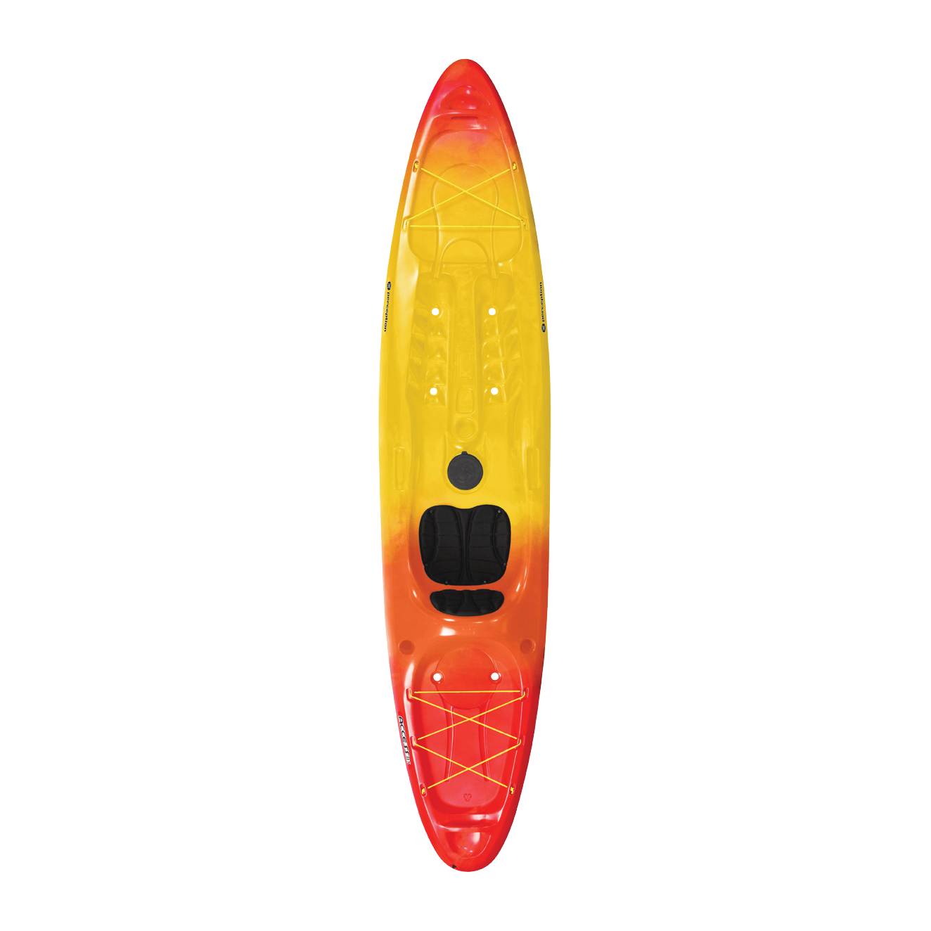 Top view of the Perception Access 11.5 recreational kayak in Sunset color.