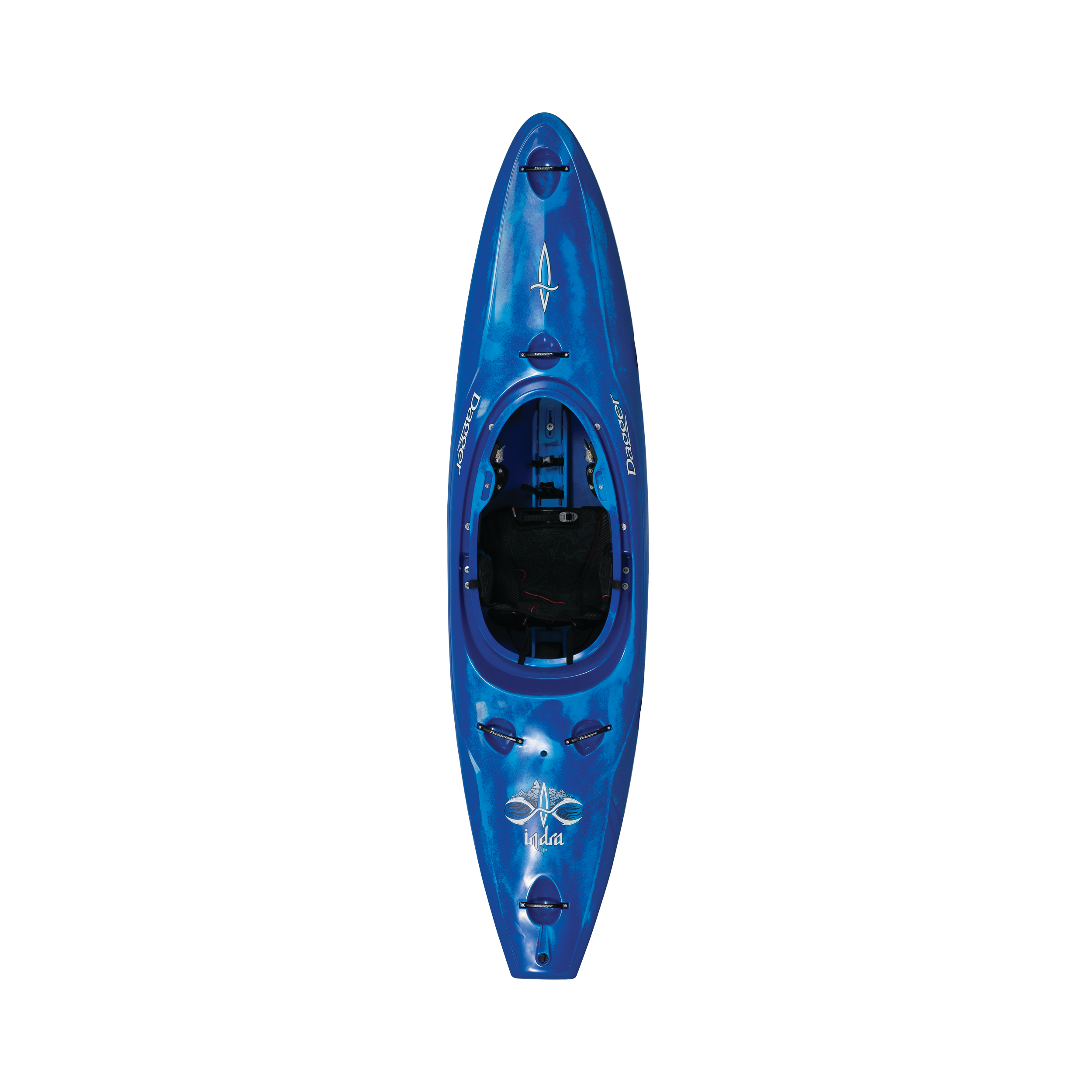 Top view of the Dagger Indra MD/LG whitewater kayak in Blue Smoke color (Copy)