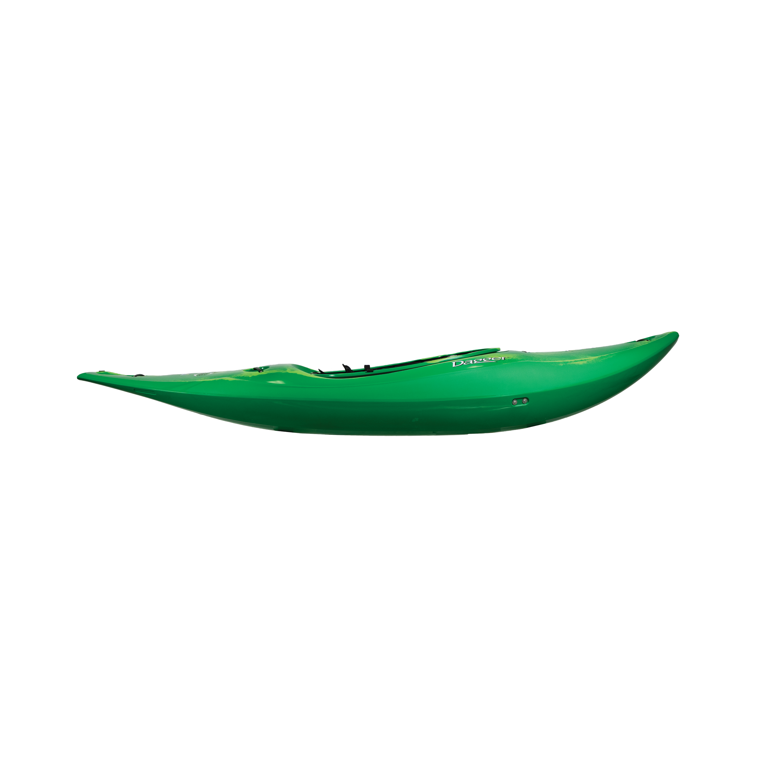 Side view of the Dagger Indra MD/LG whitewater kayak in Green Smoke color (Copy)