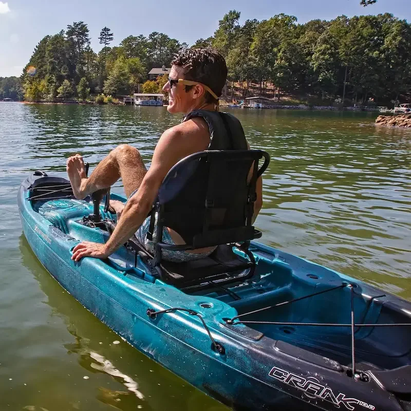 Image of man using the Perception Crank 10 peddle drive kayak.