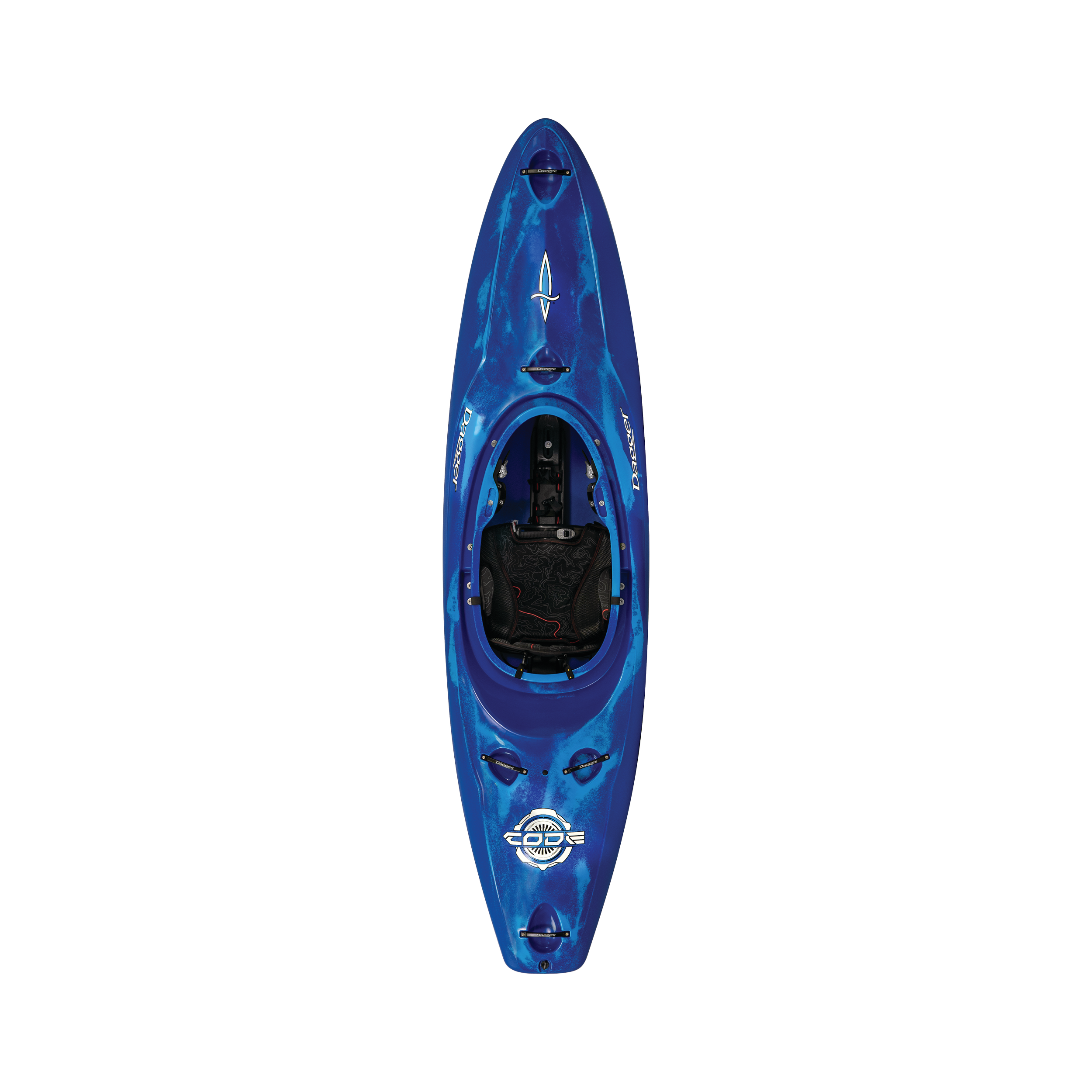 Top view of the Dagger Code MD whitewater kayak in Blue Smoke color (Copy)