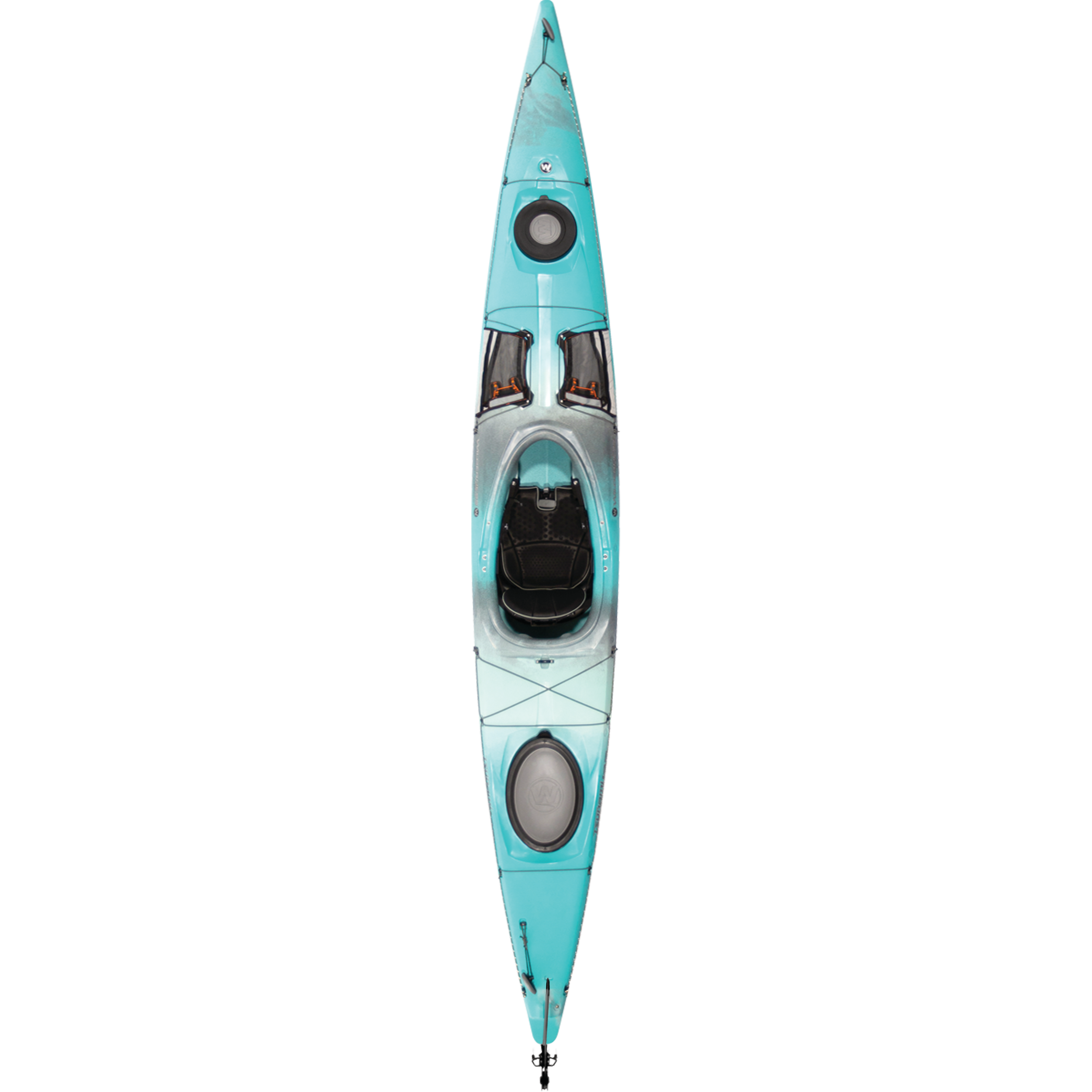 Top view of the Wilderness Systems Tsunami 145 in Breeze Blue color