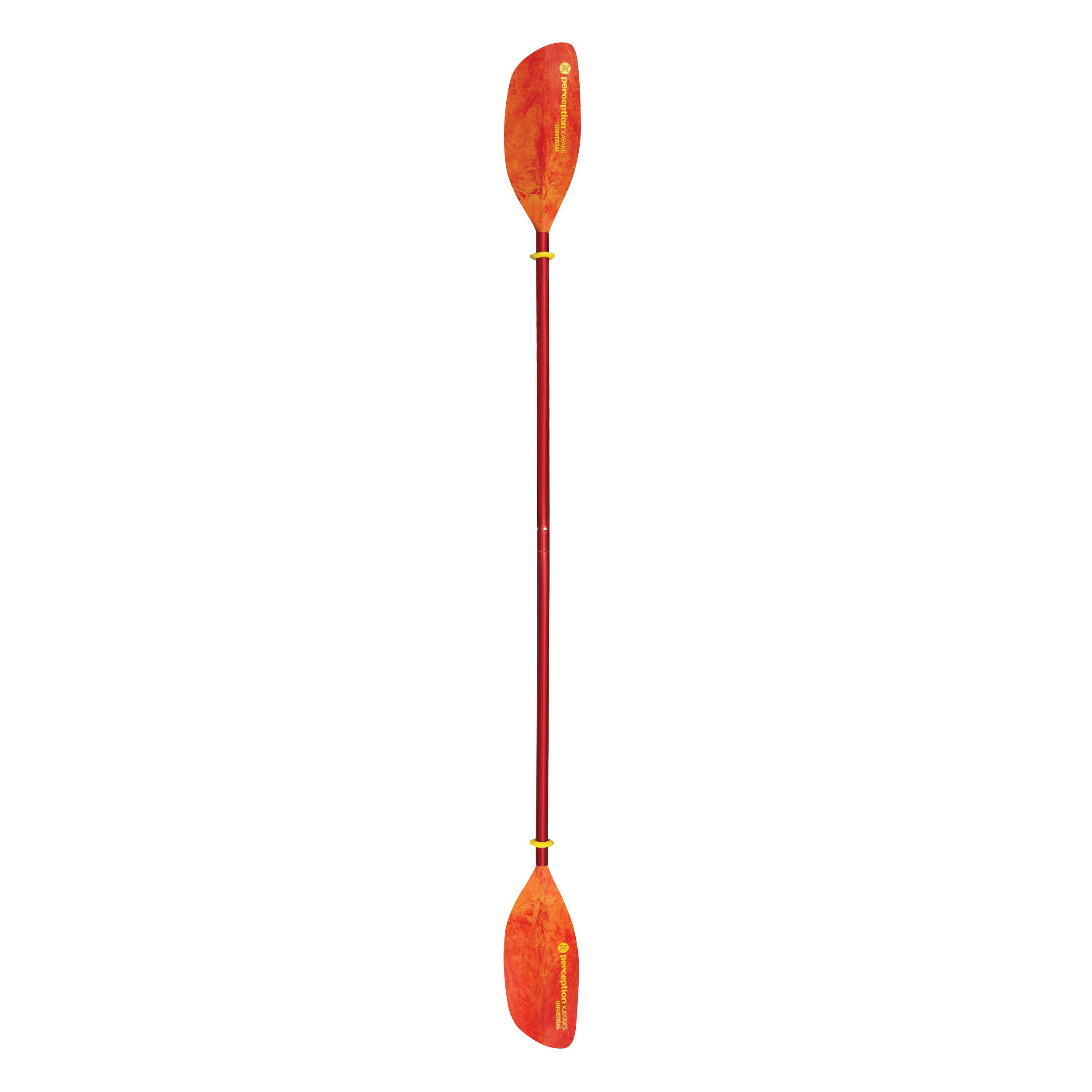 Full view of the Perception Universal Kayak paddle in Sunset Orange color