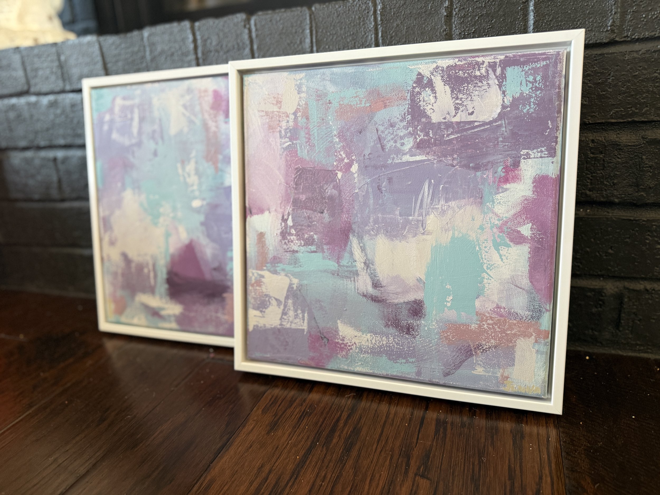 'For Riley' Pair of (2) 12 x 12 Original Abstracts (Commission)