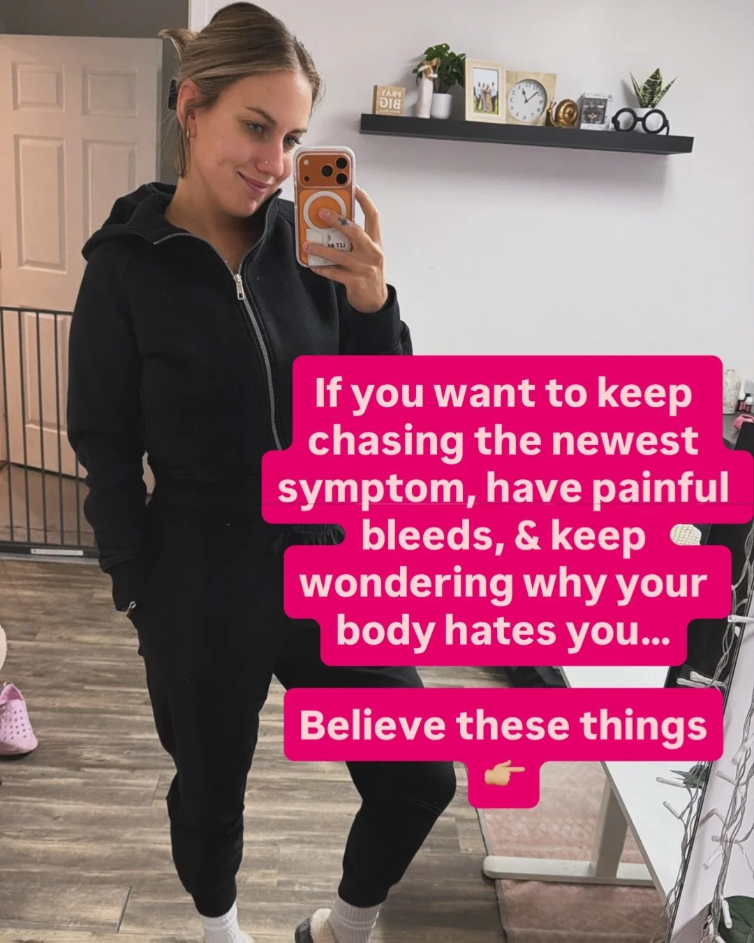 Go ahead, keep chasing the random symptoms that pop up.
Keep fighting through your bleed each month.
Keep wondering why your body hates you. 

I&rsquo;ll be here when you&rsquo;re ready to put the work in 💭