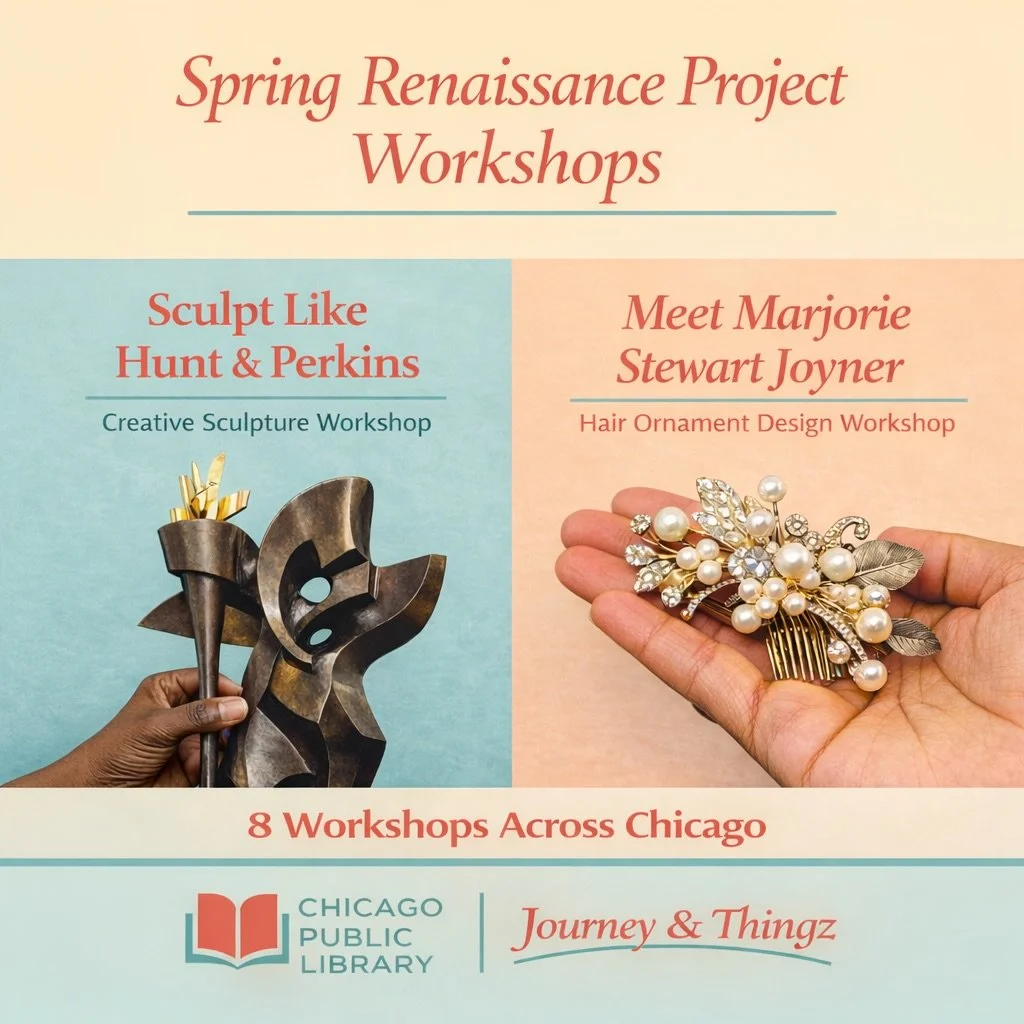 Art. History. Creativity.

This spring I&rsquo;m bringing 8 Renaissance Project workshops to Chicago Public Library branches citywide &mdash; blending art, cultural legacy, and hands-on creativity.

Join me for two unique experiences:

🔹 Sculpt Like