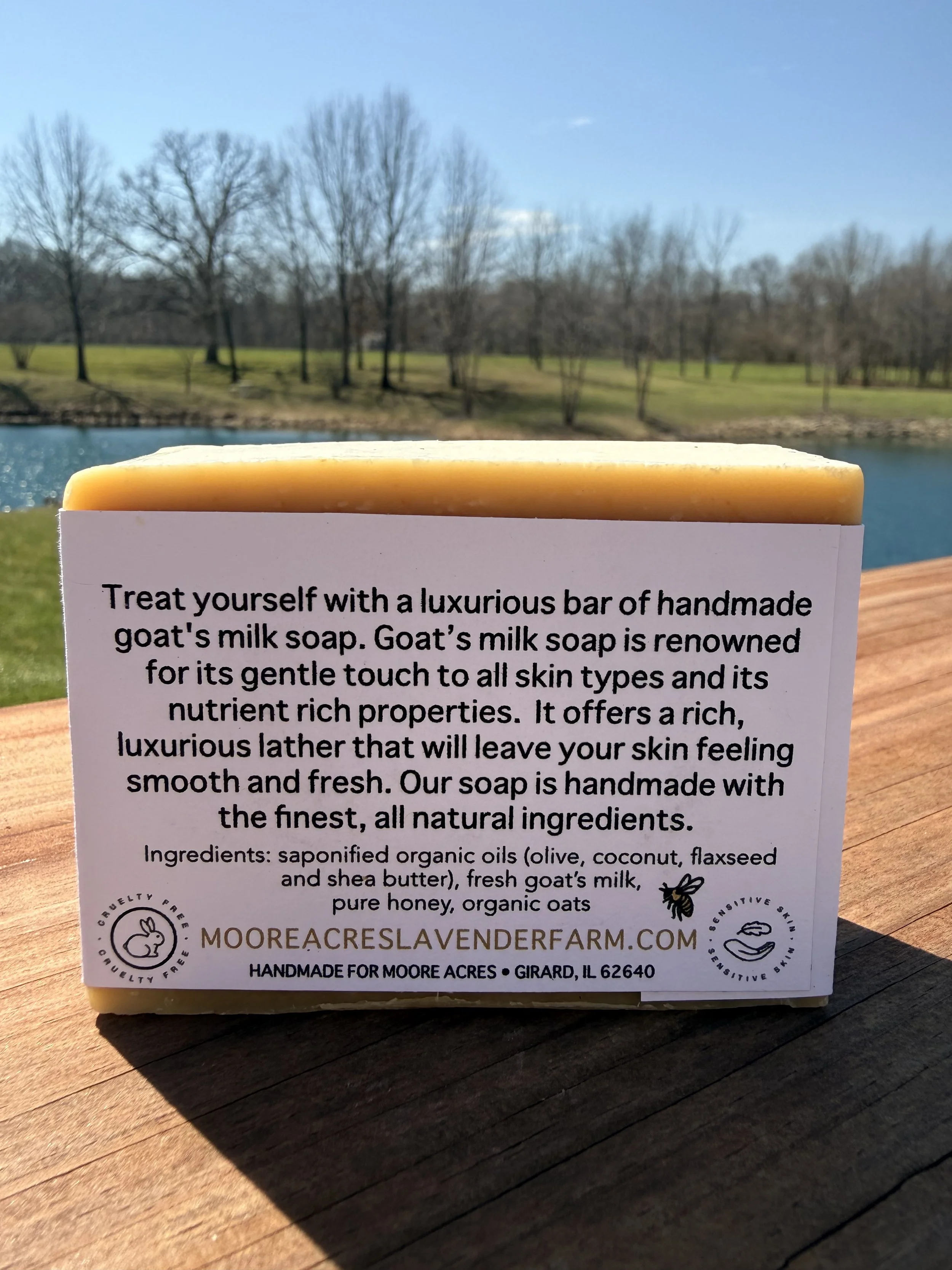 Oat & Honey goat's milk soap ingredients.