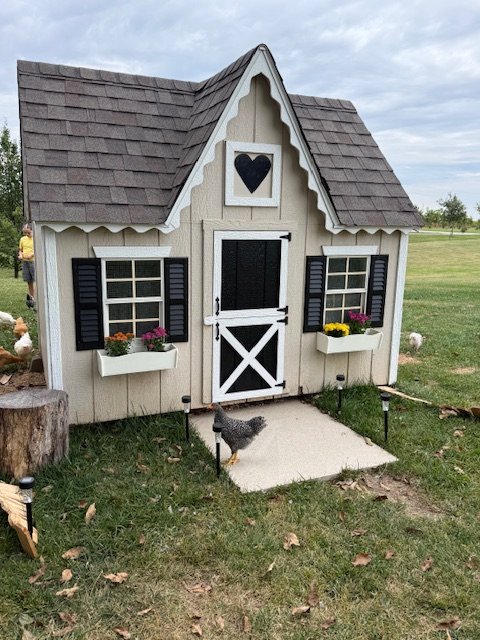 Our hens have the cutest cottage, making sure they are cozy and safe...in style!