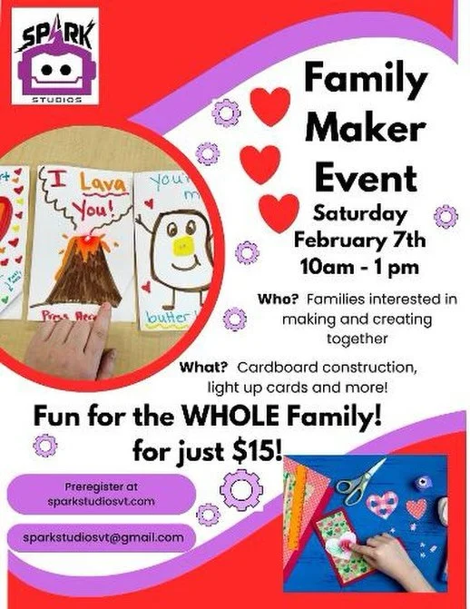 It is hard to find an activity for the whole family for just fifteen dollars!!! Come and make and create at Spark this Saturday.