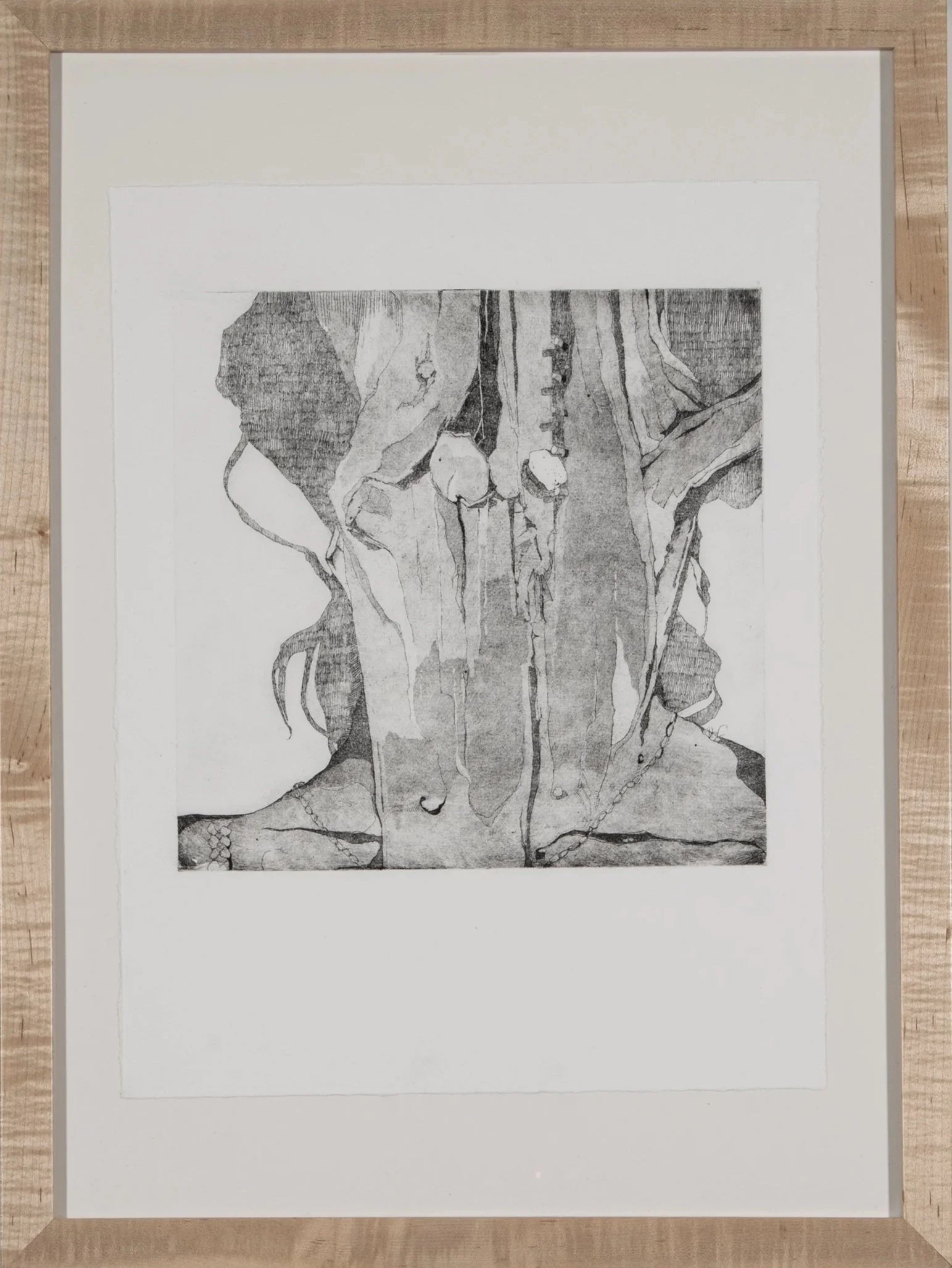 "a lump in your throat" (2025) Copper Plate etching on paper 18" x 24"