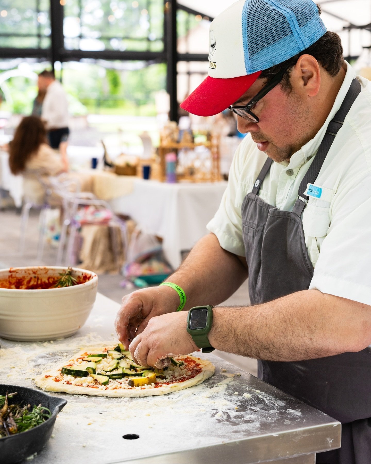 As Chef Alex says, if you go somewhere and see the &lsquo;hat and glasses&rsquo; you know you&rsquo;ll be eating good! 
This pizza was so good we had it at the event and took some to-go for dinner&hellip;. Unfortunately it in fact did not make it to 