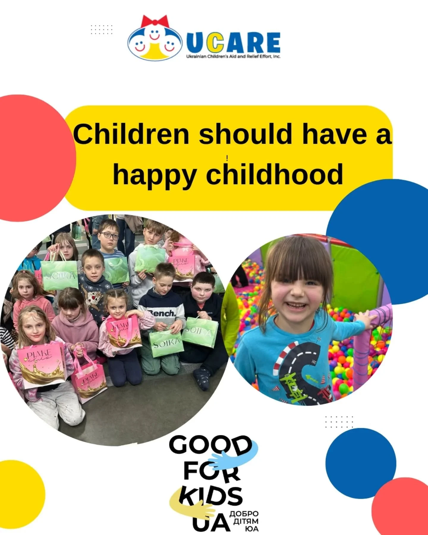 Charitable fund Good For Kids UA continues to bring joy and warmth to the children who trapped in difficult life situation and live under institutional care in Ukraine.
 
With financial help from UCARE, Inc. charity as well as local partners and volu