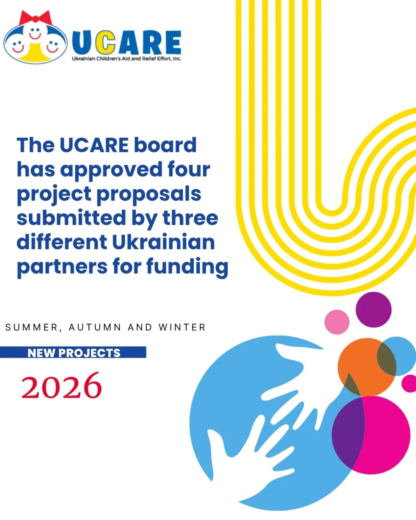 The UCARE&rsquo;s board has approved four project proposals submitted by three different Ukrainian partners to be sponsored during Summer, Autumn, and Winter 2026.&nbsp;

#supportukraine #charity #help #educational #projects