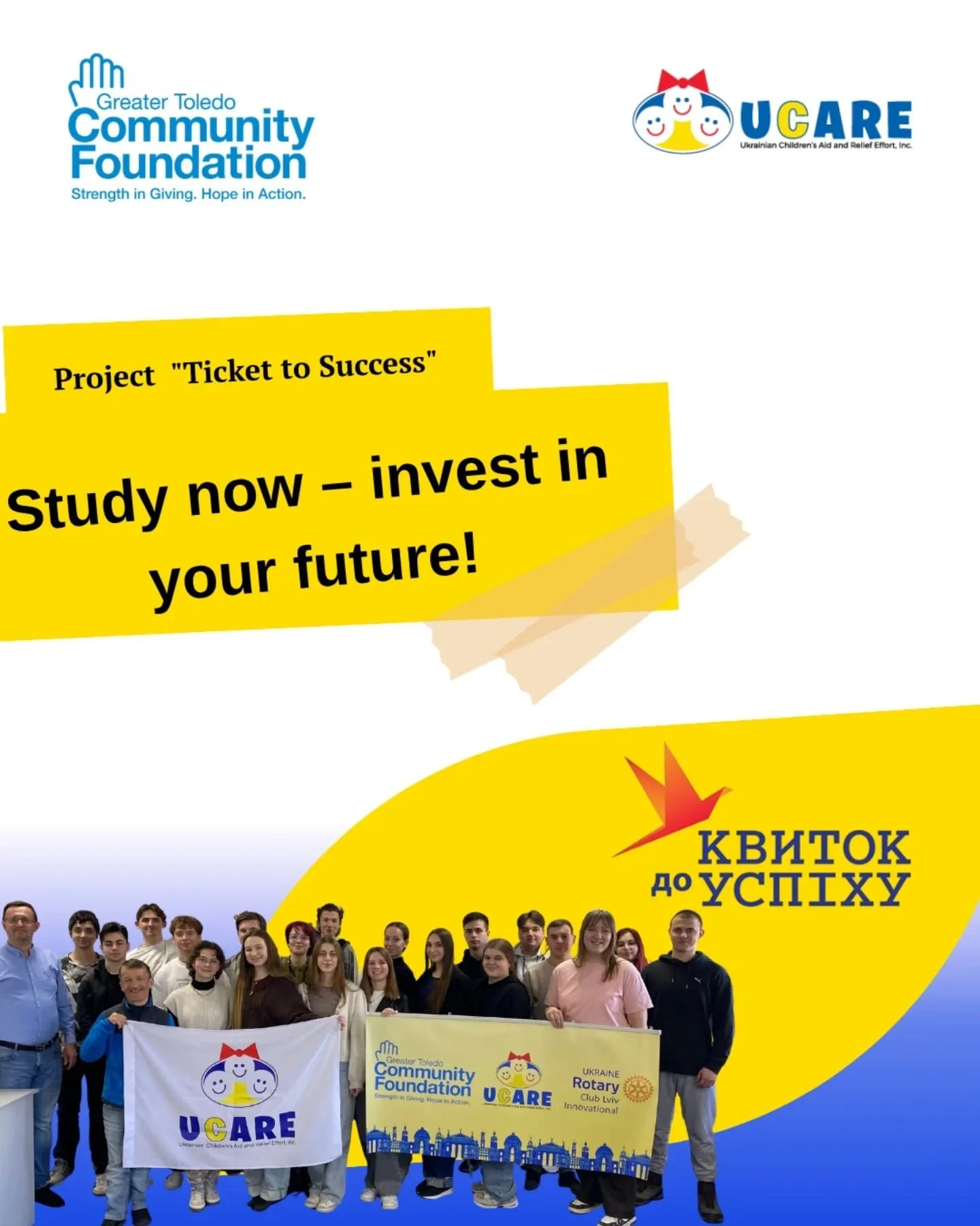 This project is an intensive educational programme for young people called &lsquo;Ticket to Success&rsquo;, which is being implemented with the support of UCARE in partnership with  Greater Toledo Community Foundation @toledocommunityfoundation  and 