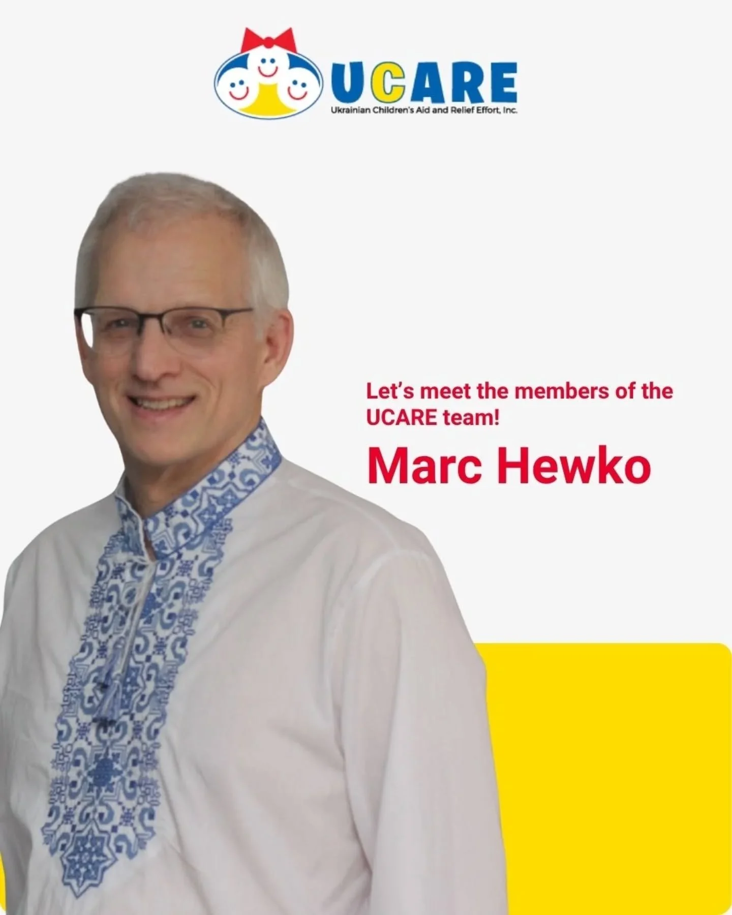 Let's meet the members of the UCARE team, Marc Hewko!

#team #UCARE #help #support #ukrainian