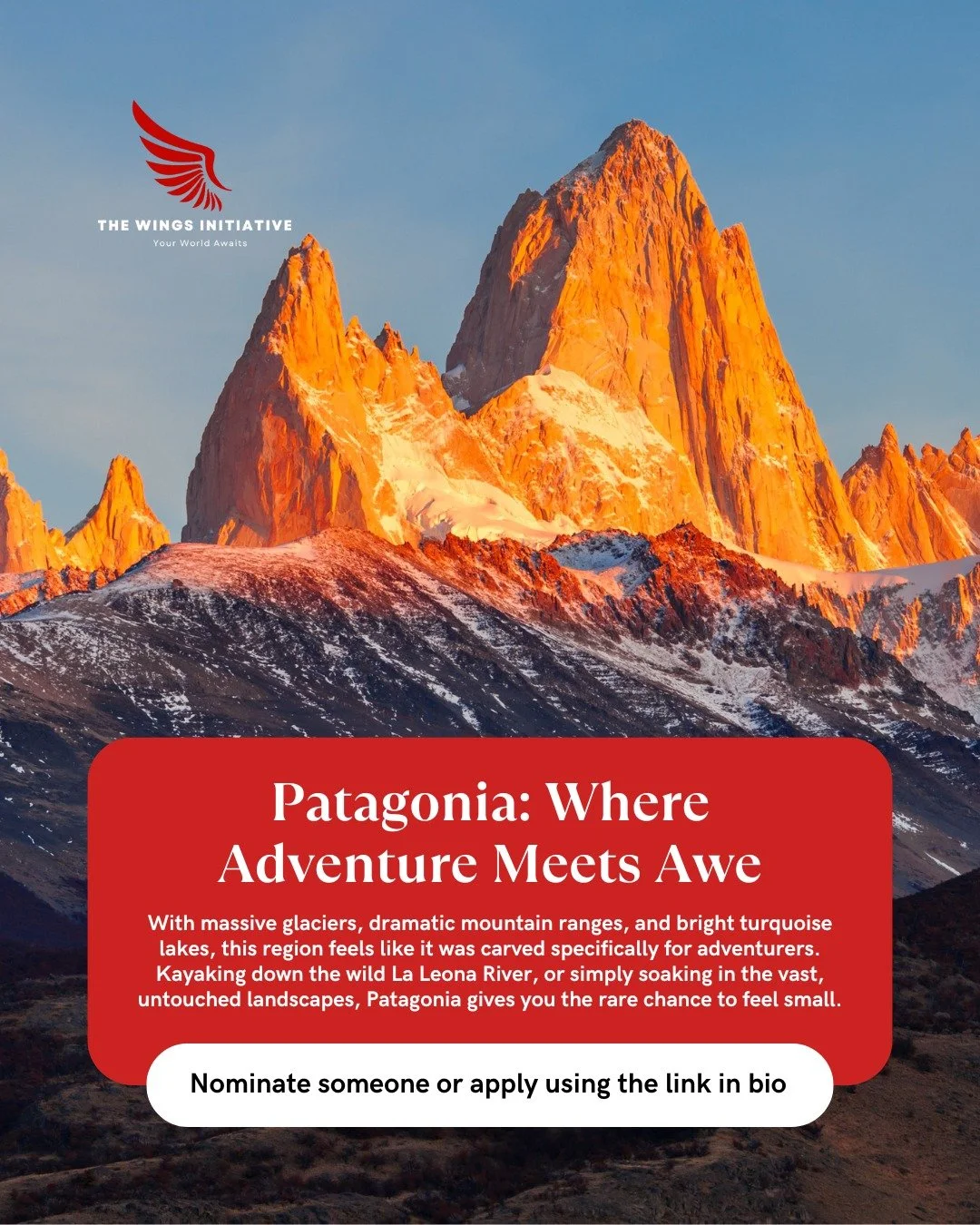 Patagonia is adventure in its purest form. 

Glaciers, wild rivers, jagged peaks, and turquoise lakes but it&rsquo;s a landscape so dramatic it almost feels unreal. Hike the Perito Moreno Glacier, kayak down La Leona River, and lose yourself in the k