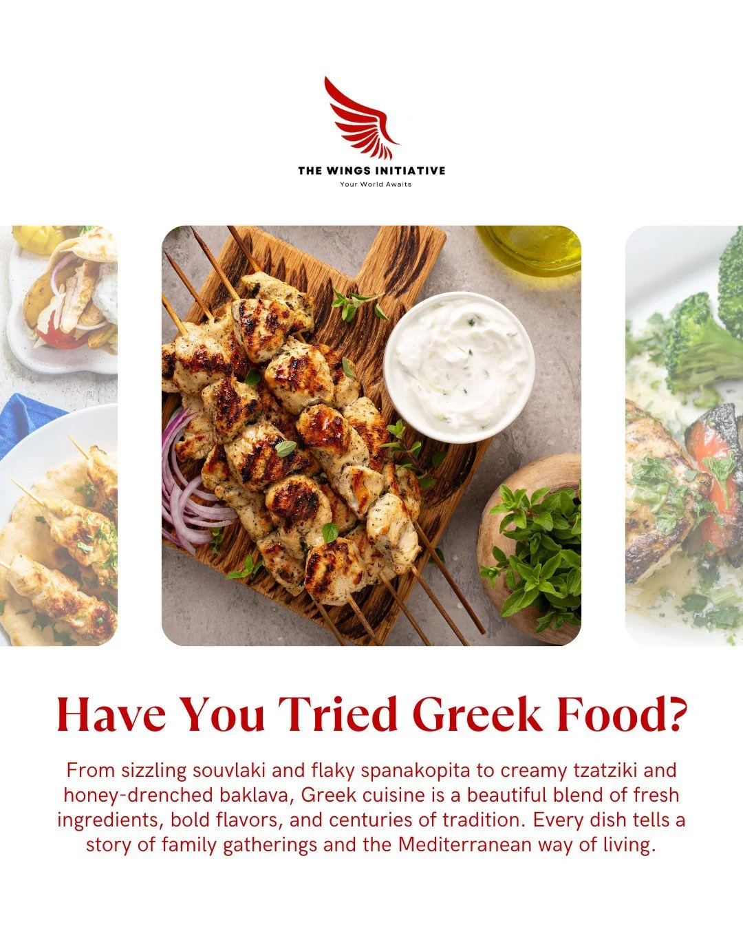Have you tried Greek food? 🇬🇷🍽️

Think fresh feta, warm pita, juicy souvlaki, and sweet baklava drizzled in honey&hellip; every bite is a taste of Mediterranean sunshine. Greek cuisine isn&rsquo;t just delicious but it&rsquo;s a celebration of cul