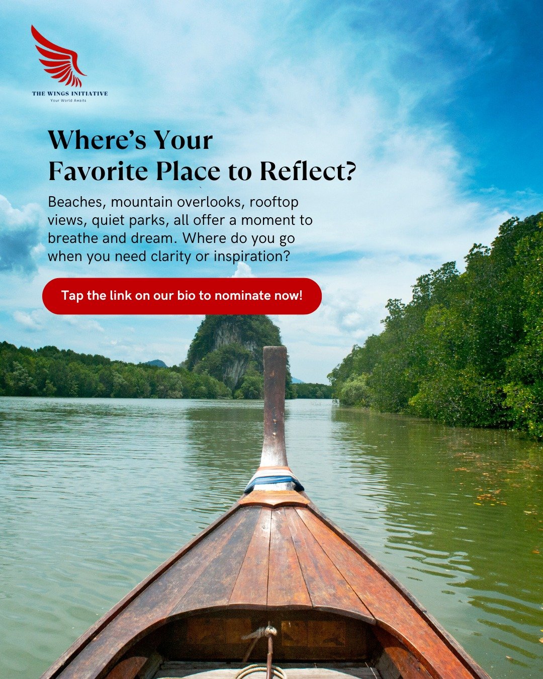 We all need a space to pause, breathe, and dream. Some find it in quiet beaches, others on mountain trails, or even a peaceful corner of a local park. 

Reflection is where new ideas spark, courage grows, and hope takes flight. Imagine giving someone