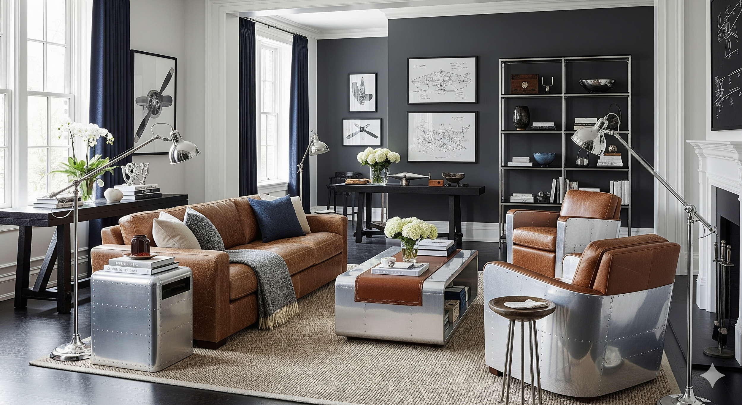 aviation inspired living room