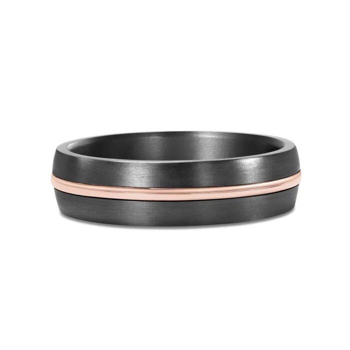 Bold Elegance: 9K Rose Gold and Tantalum Half-Round Wedding Band