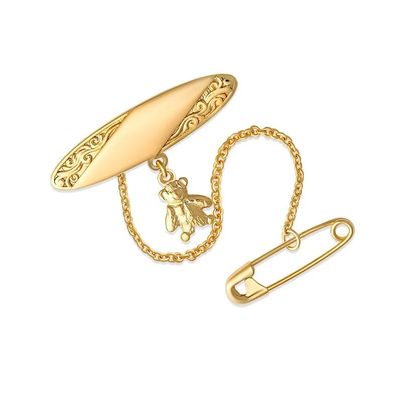 Tristan Embossed Childrens Brooch - Silver Yellow Plated