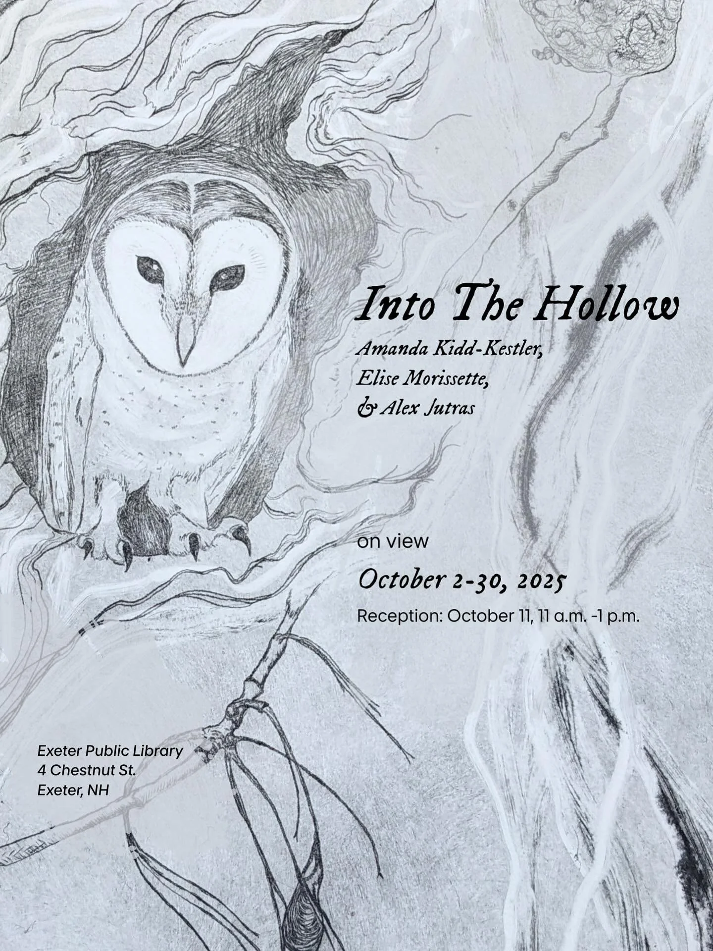 Introducing &ldquo;Into the Hollow&rdquo; &ndash; a collaborative art exhibit featuring Amanda Kidd-Kestler, Elise Morissette, and Alex Jutras. 

Into the Hollow explores echoes of the natural world through ceramics, printmaking, prose, cyanotypes, a