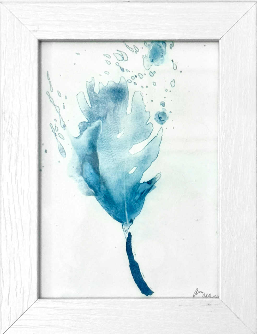 Feather Dust -  Framed Cyanotype (6.5 x 8.5)