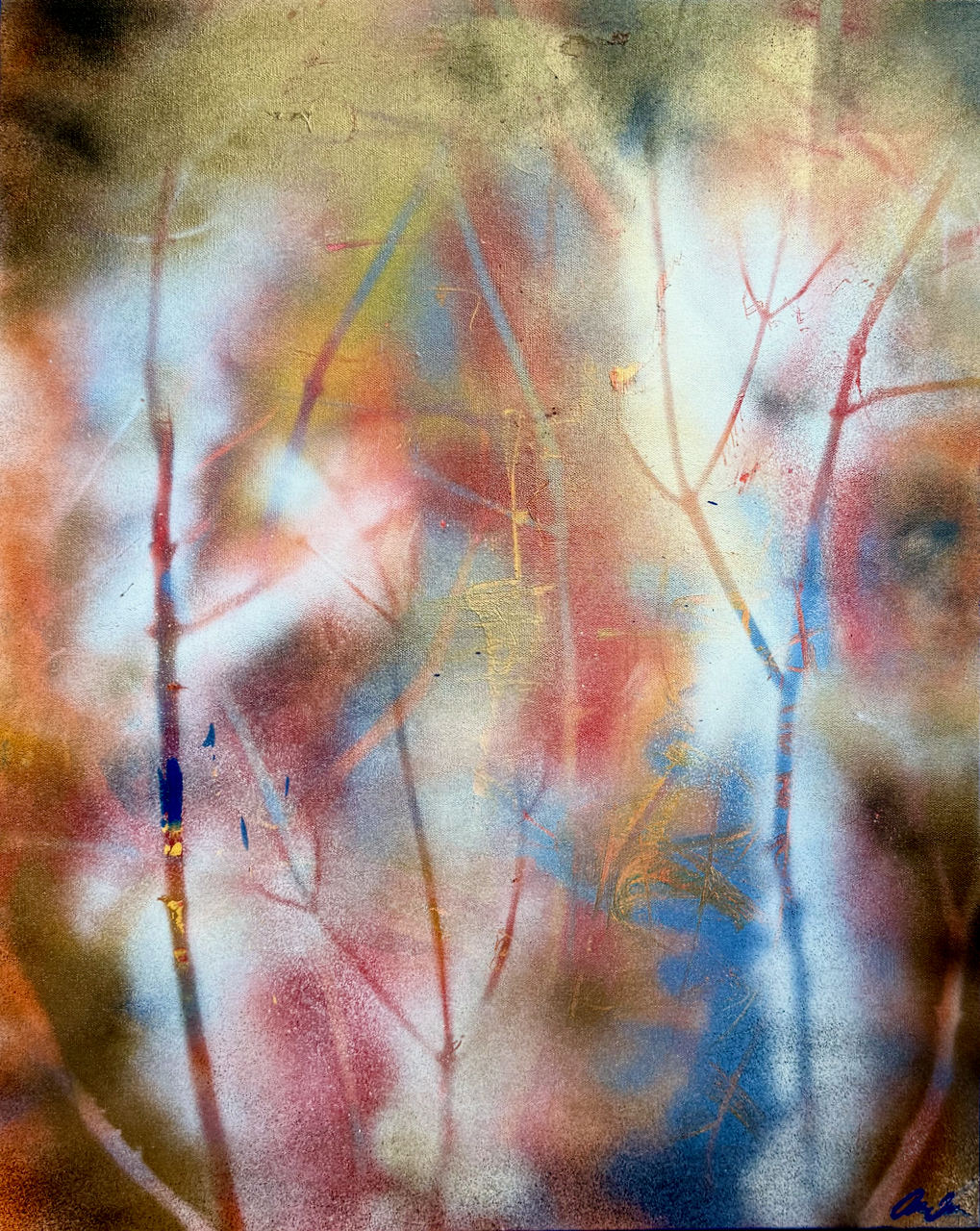 Swimming Through the Trees - Mixed Media Painting