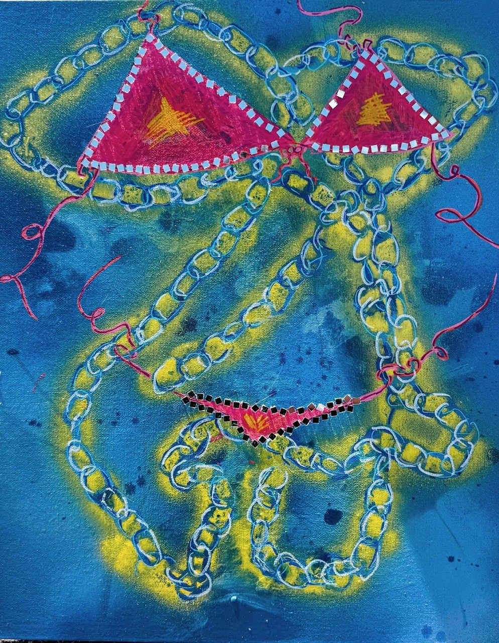 Beach Body - Framed Mixed-Media Painting (16 x 20)