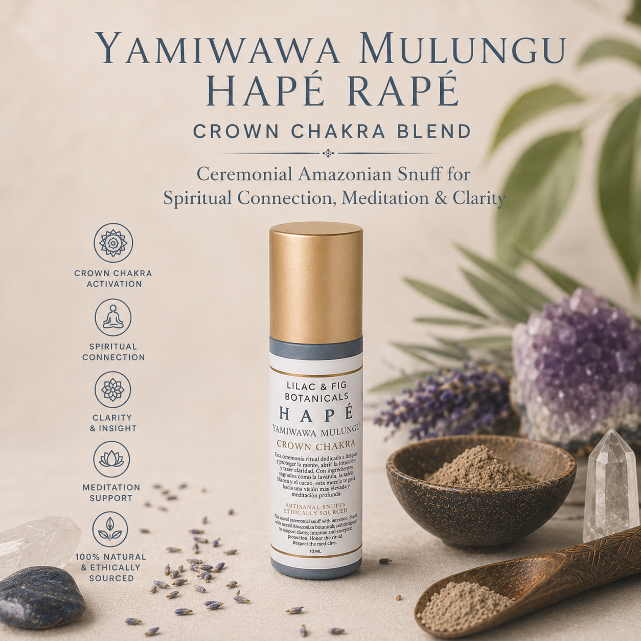 Yamiwawa Mulungu Hapé Rapé | Crown Chakra Blend | Ceremonial Amazonian Snuff for Spiritual Connection, Meditation & Clarity