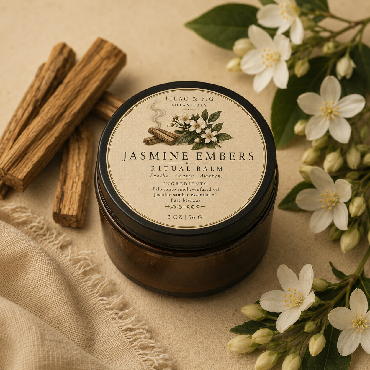 Jasmine Embers Ritual Salve | Jasmine & Palo Santo Balm | Botanical Perfume | Emotional Grounding | Sensual Floral Balm