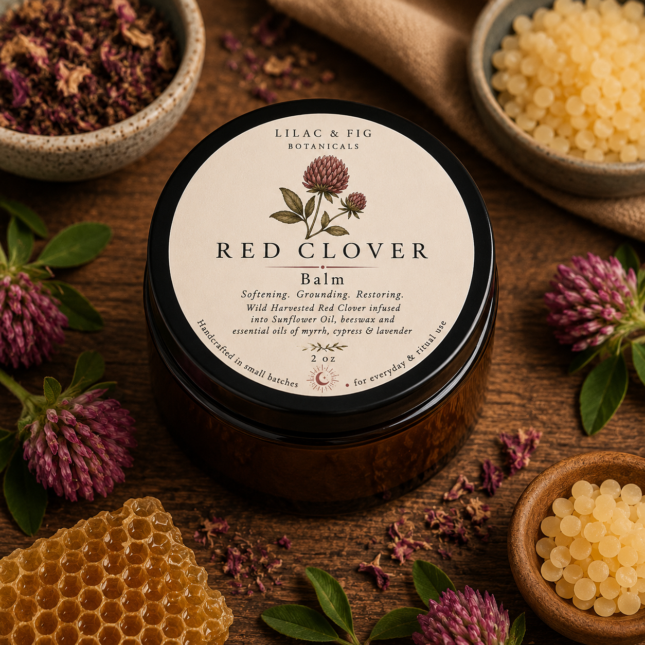 Red Clover Balm | Herbal Skin Support Salve | Lilac & Fig Botanicals