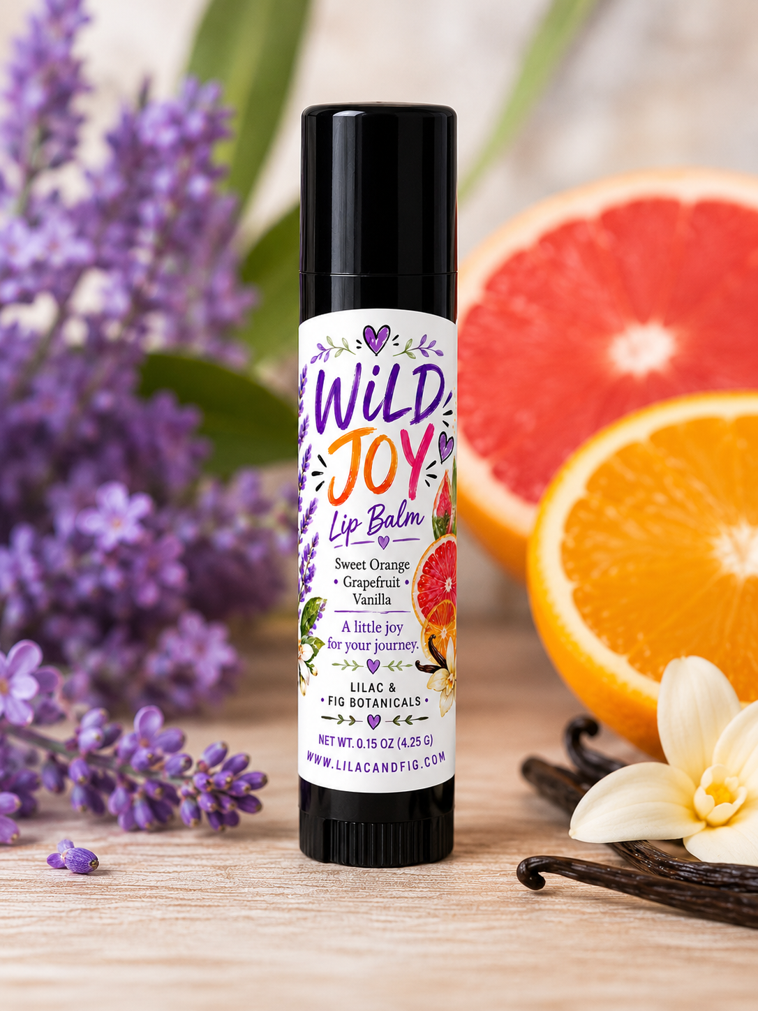 Wild Joy Lip Balm | Sweet Orange, Grapefruit, Vanilla Botanical Moisturizer