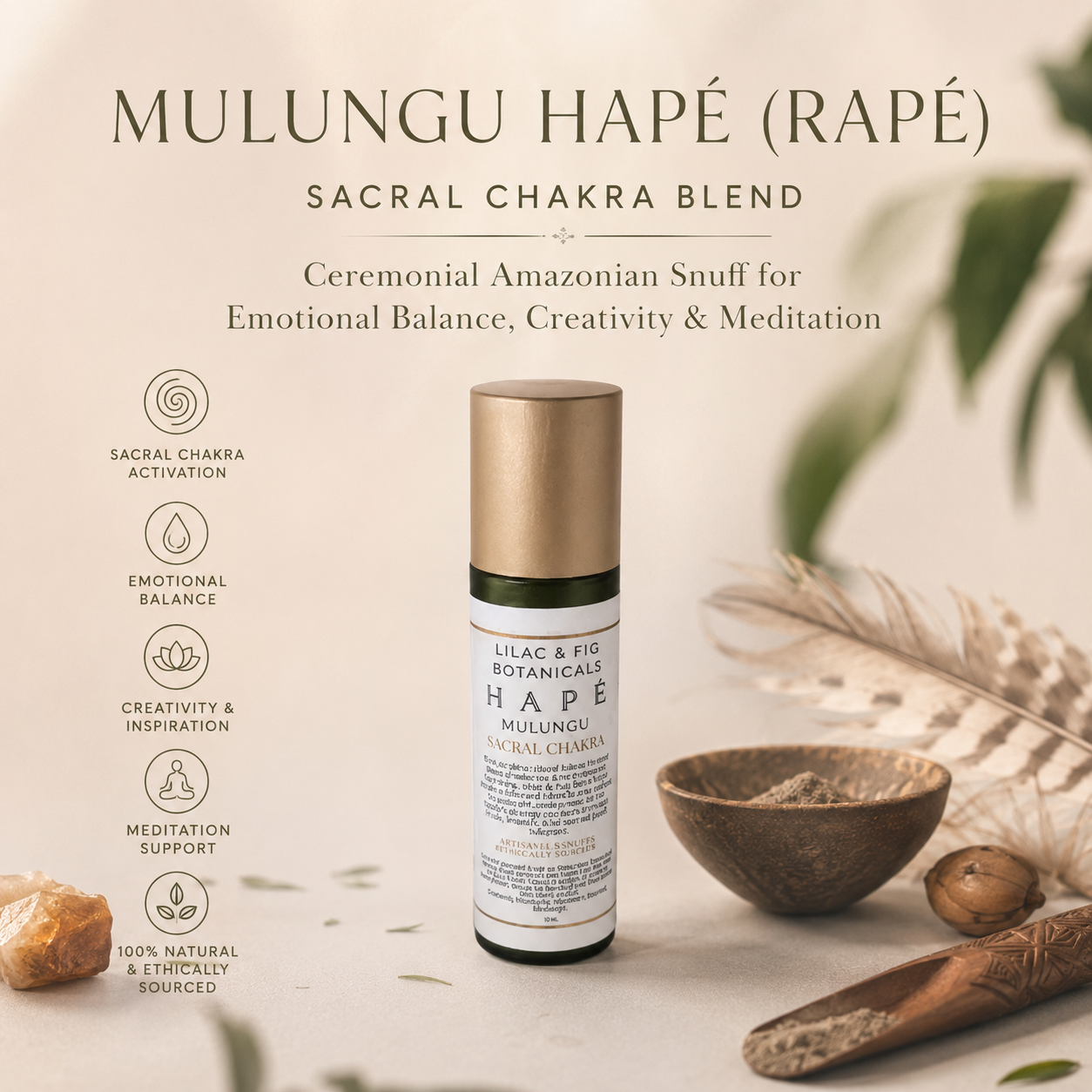 Mulungu Hapé (Rapé) | Sacral Chakra Blend | Ceremonial Amazonian Snuff for Emotional Balance, Creativity & Meditation