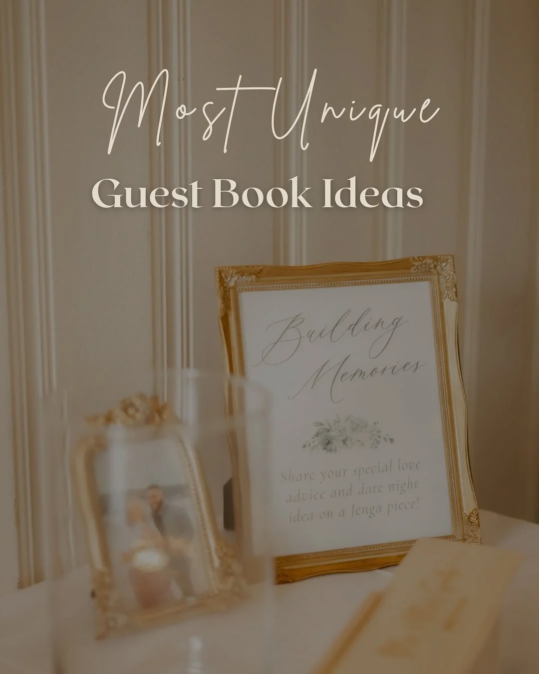 If you're looking for a fun twist on the traditional guest book, check out some of my new favs!! ➡️

🧱 Jenga Blocks 
💒 Venue Portrait 
🎙️ Audio Guest Book 
📸 Polaroid Photos 
💌 Postcard Station 

Which one would you choose for your big day?! Com