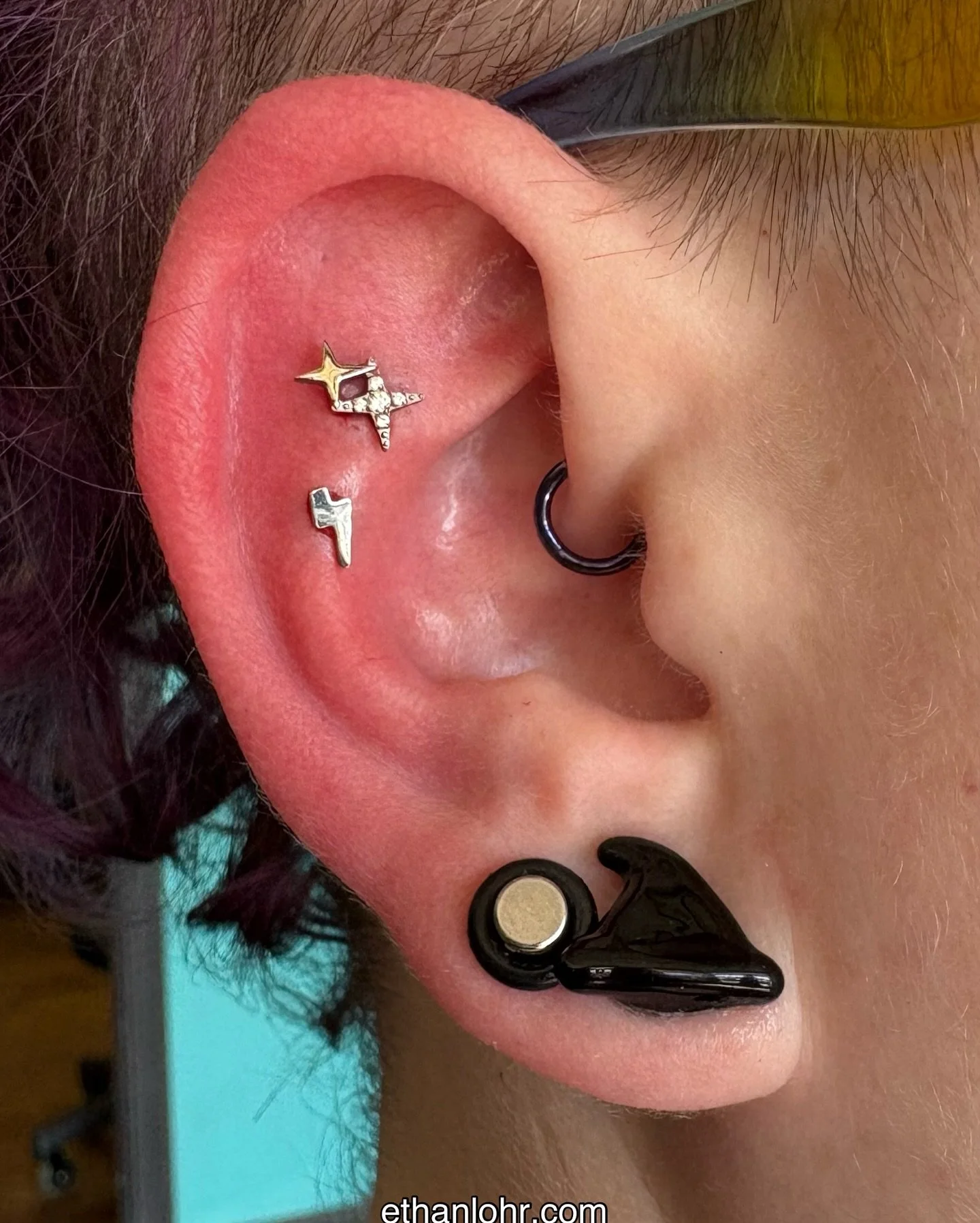 I absolutely love decorating ears. Schedule with me to add some piercings to your collection. 
Https://www.ethanlohr.com/piercing-appointments
