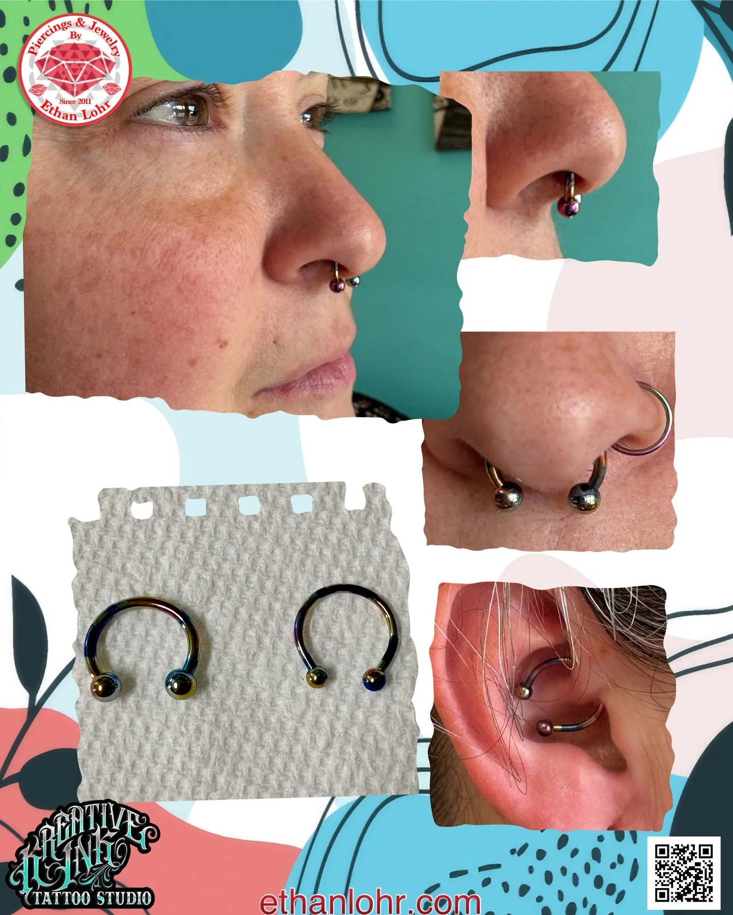 Septum and Daith pierced with custom colored anodized titanium circular barbells. Thanks for viewing. 

Schedule your next piercing with me &mdash;> https://www.ethanlohr.com/piercing-appointments