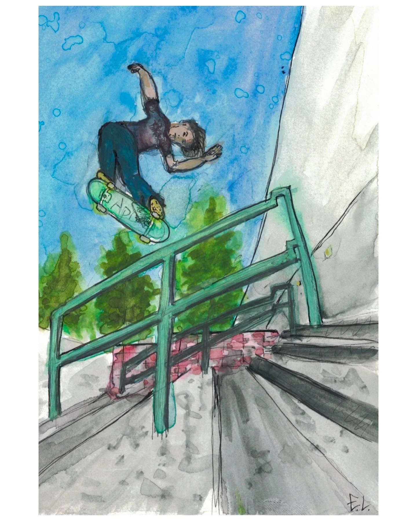 Touched up my painting of @yutohorigome on the cover of Thrasher. Thanks for viewing 😃