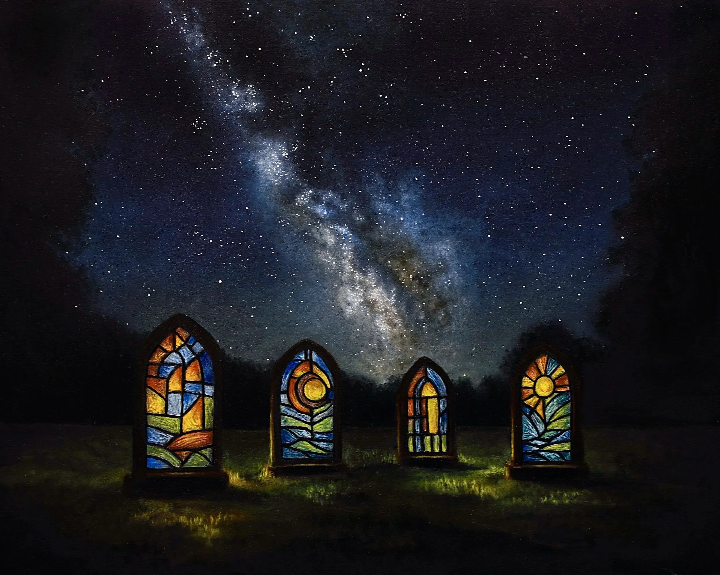 Graveyard, oil on panel