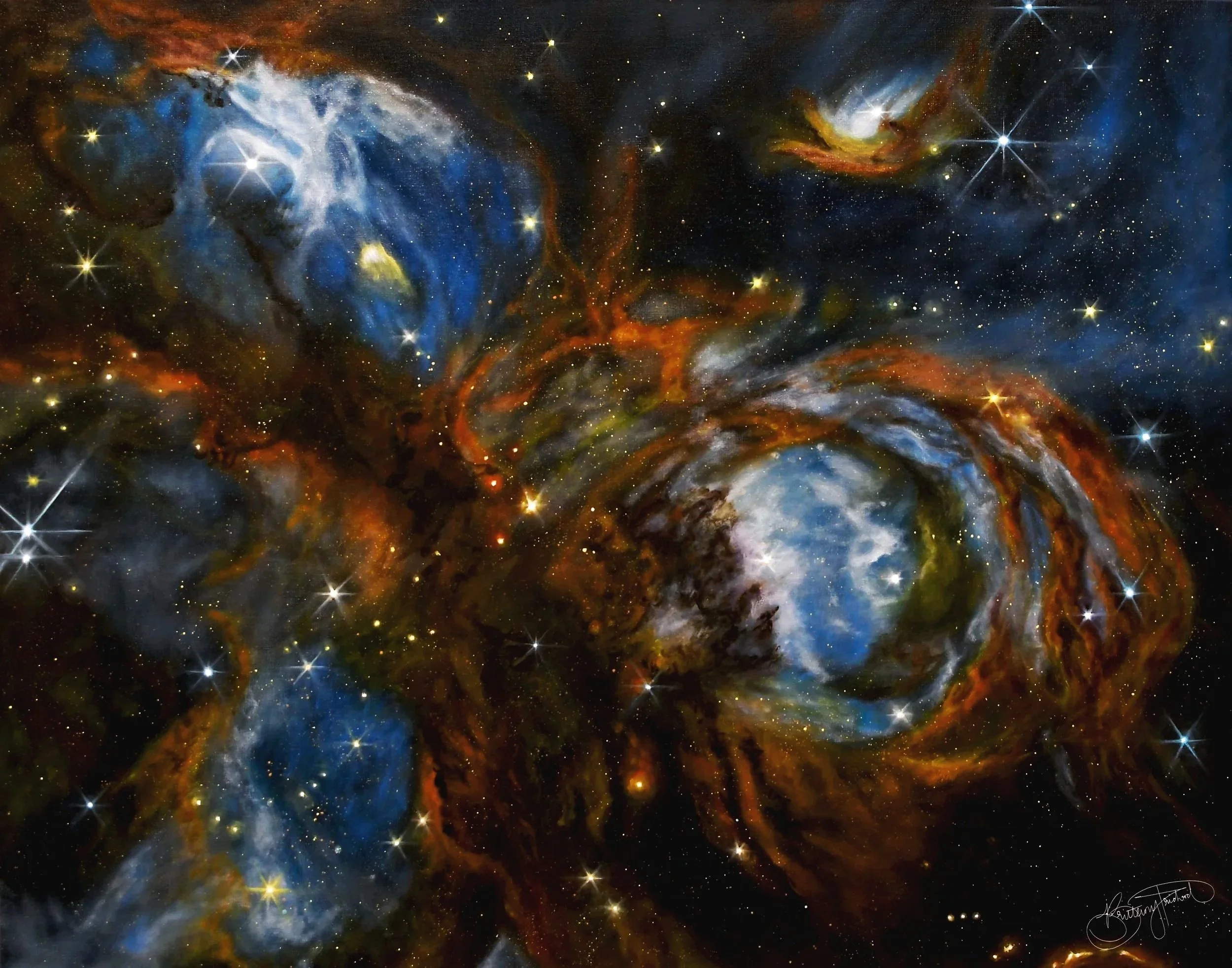 Cat's Paw Nebula, oil on canvas panel